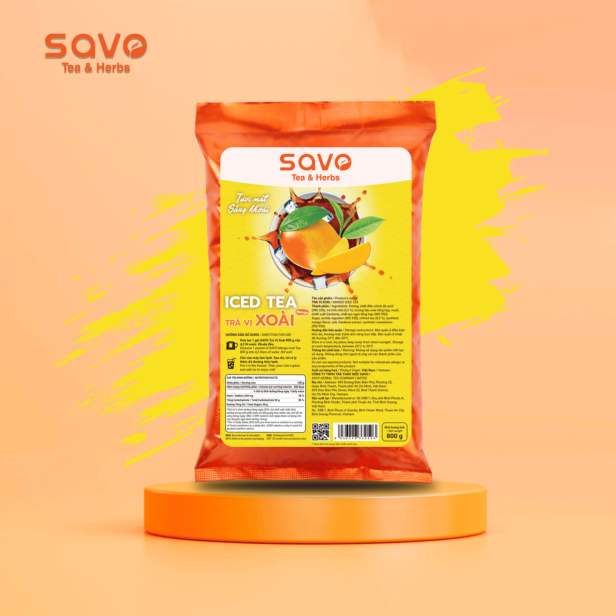  SAVO Iced Tea Xoài (Túi 800g) 