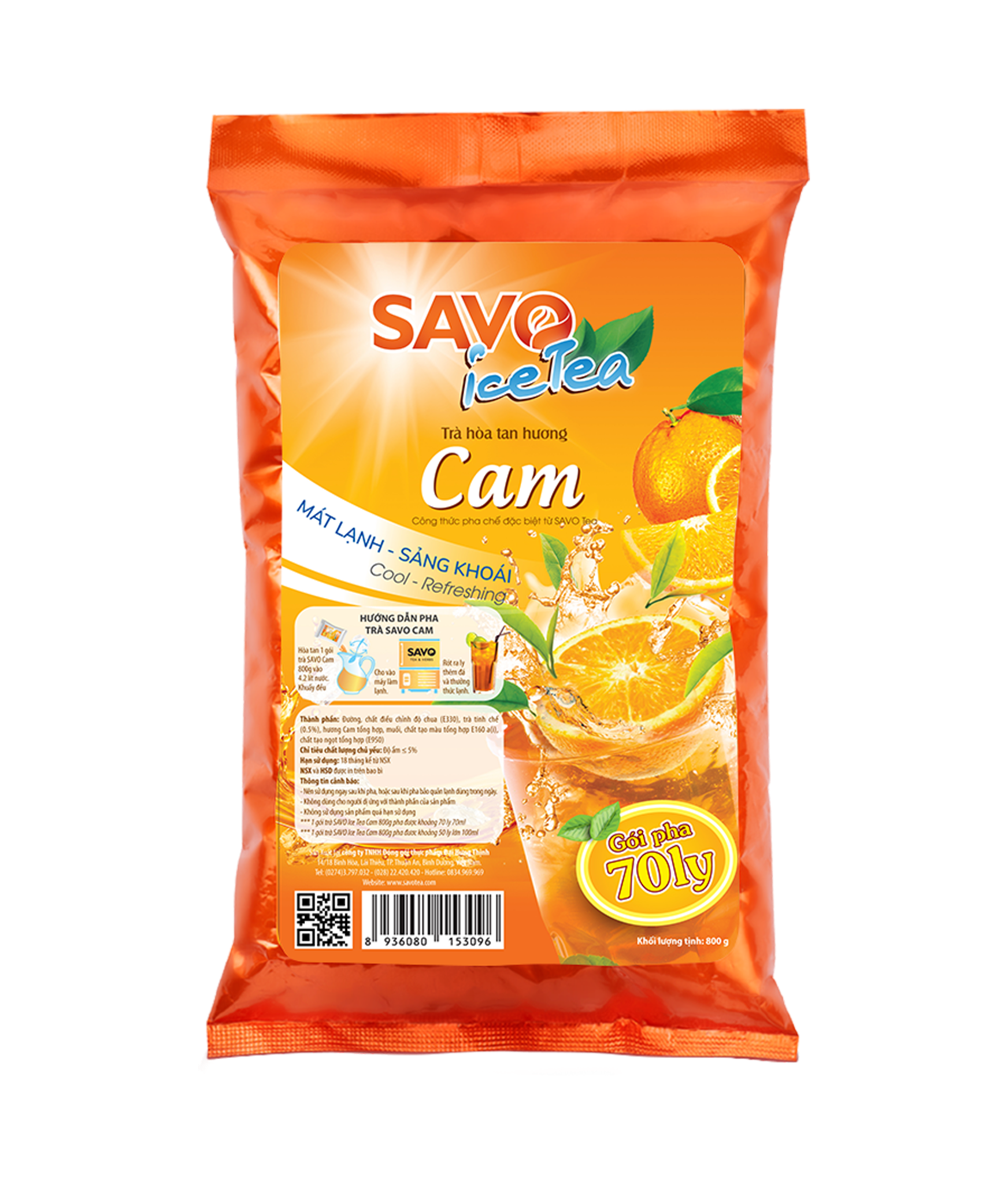  Trà SAVO Iced Tea Cam (Túi 800 g) 