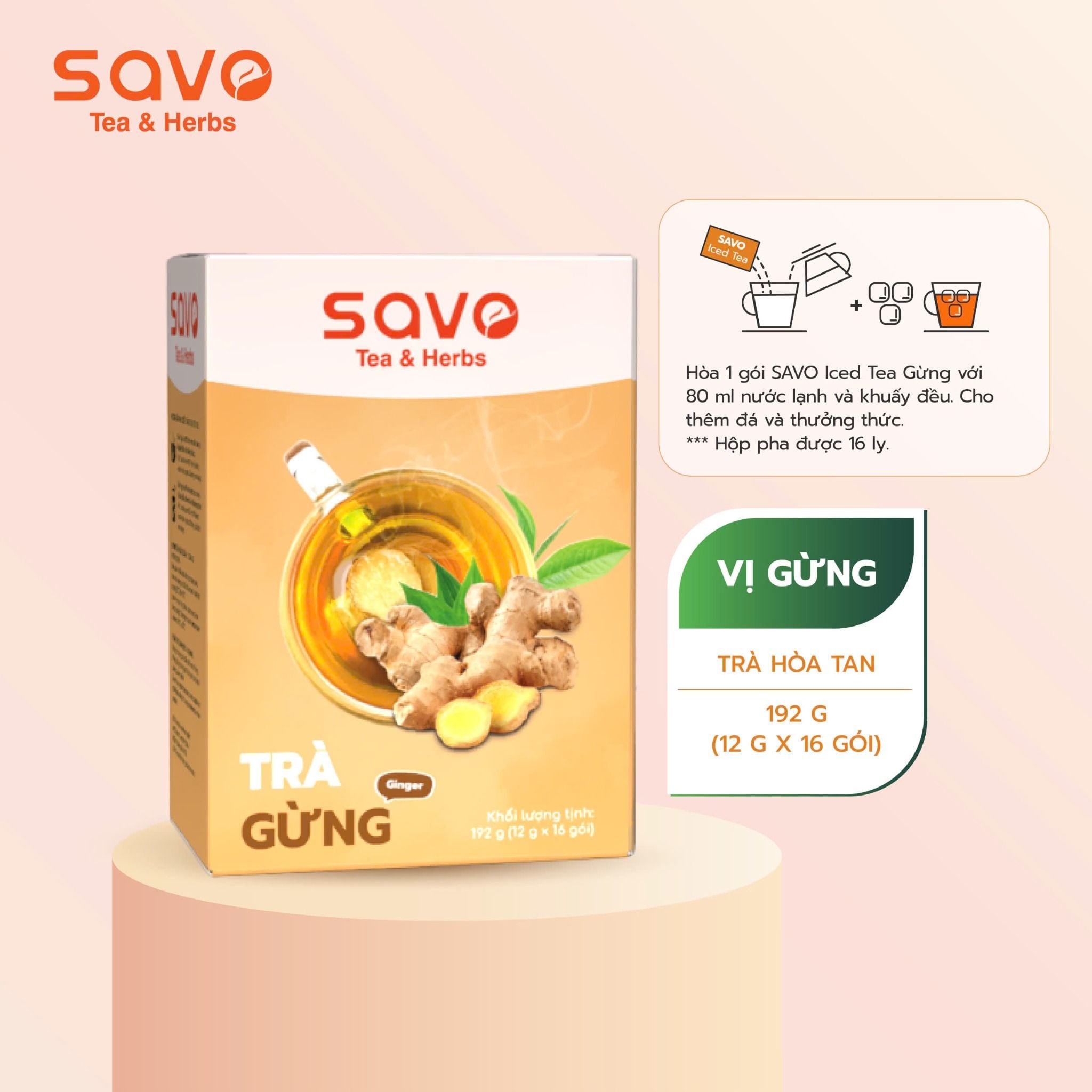  SAVO Iced Tea Gừng (Hộp 16) 