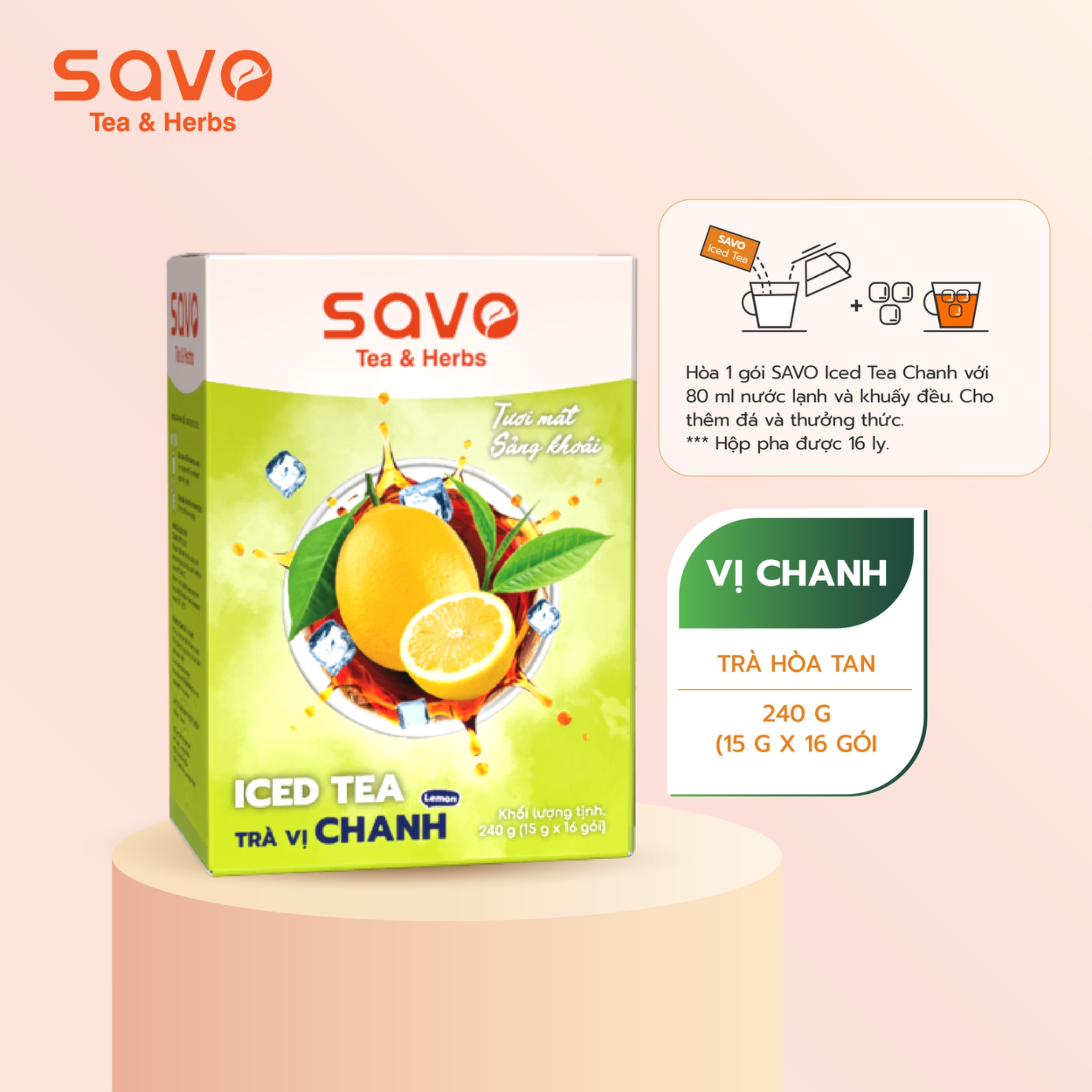  SAVO Ice Tea Chanh (Hộp 16) 