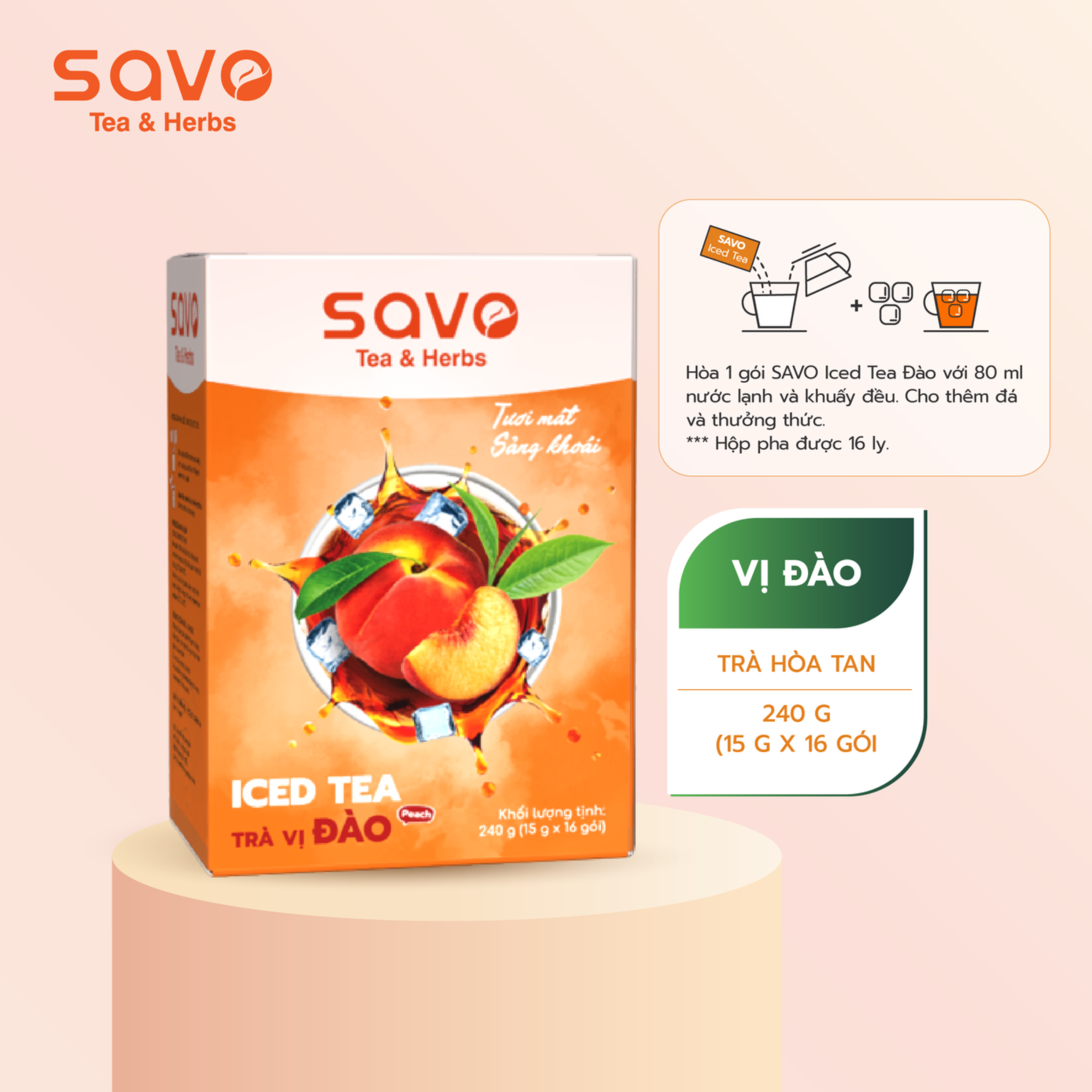  SAVO Iced Tea Đào (Hộp 16) 