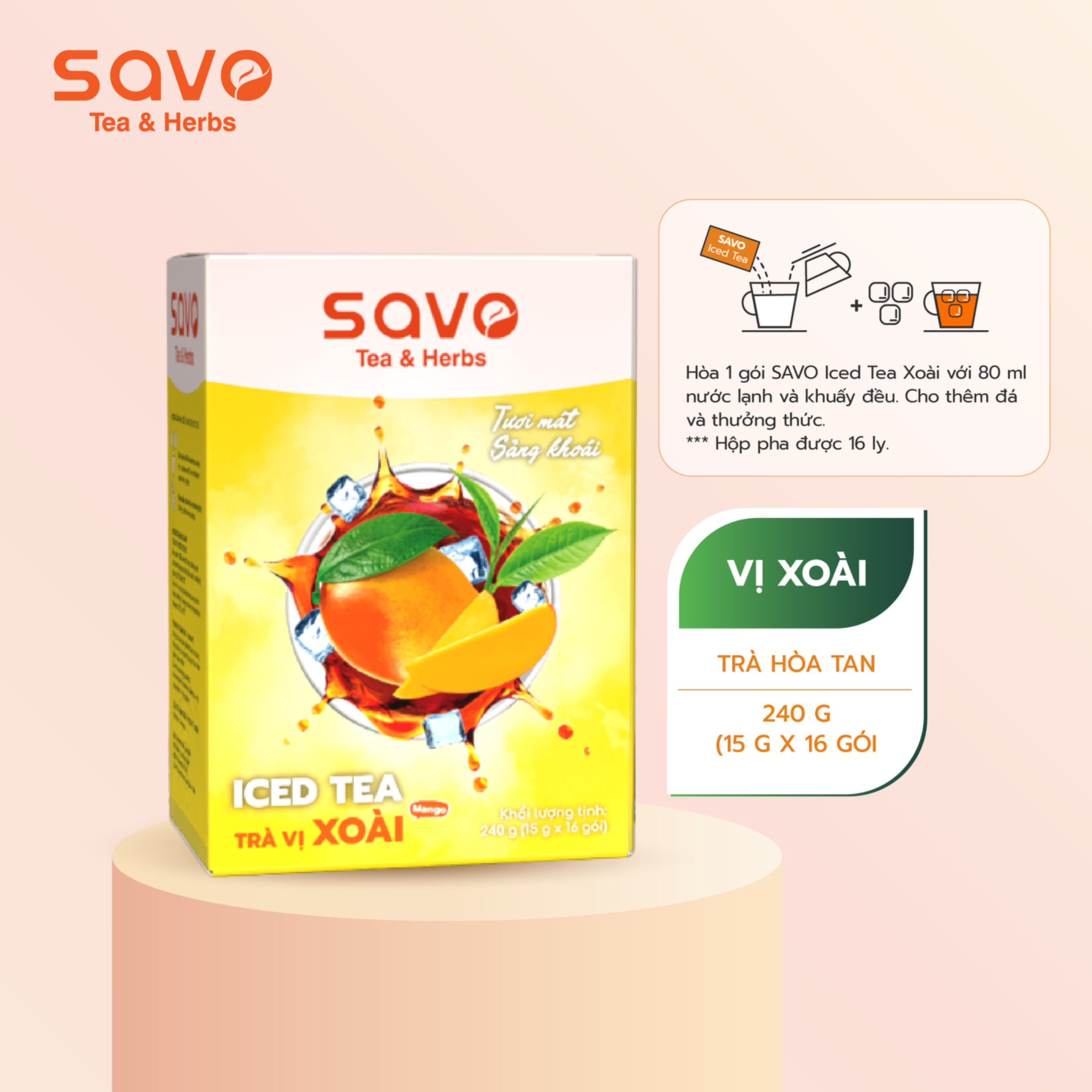  SAVO Iced Tea Xoài (Hộp 16) 