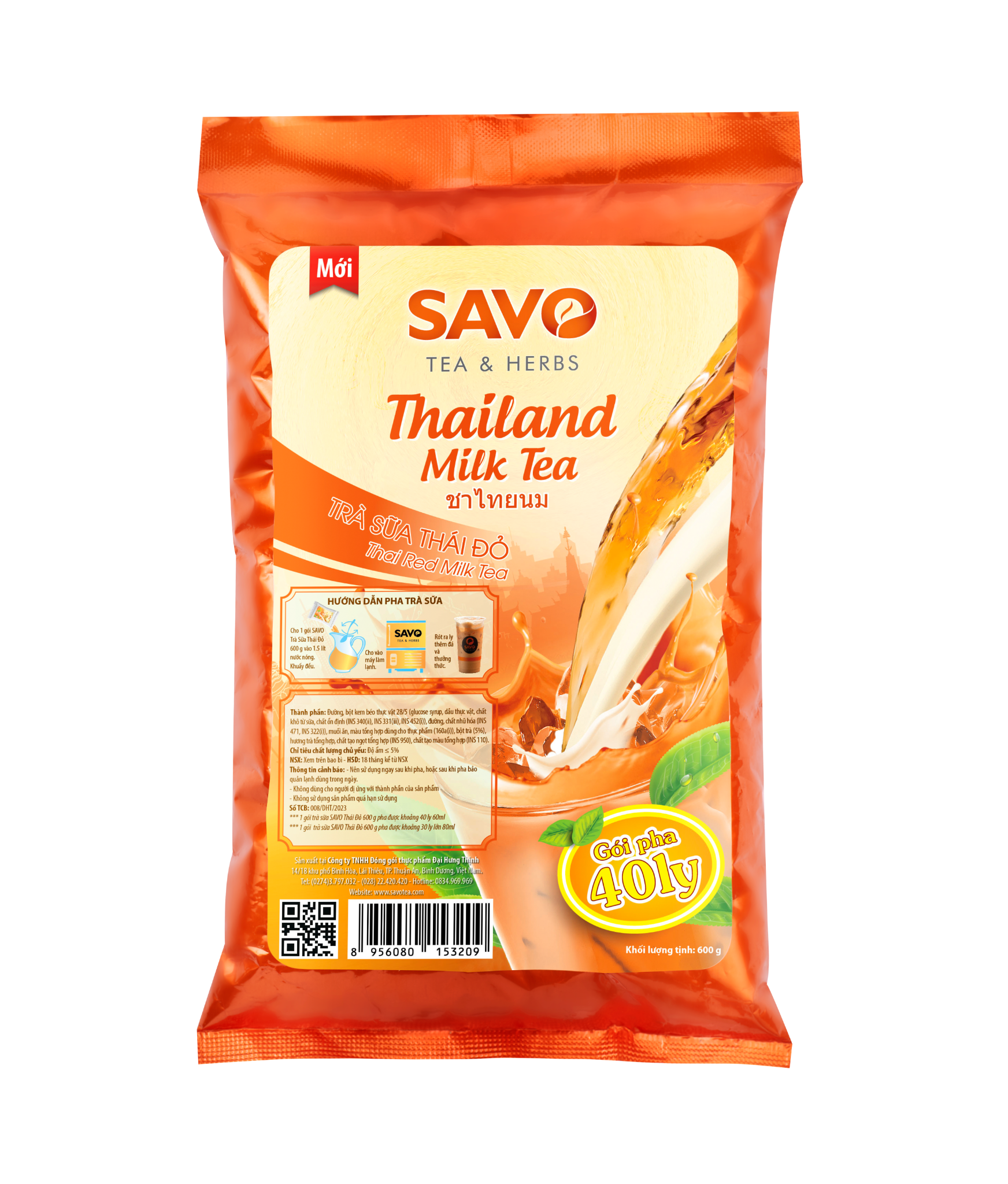  Trà Sữa Thái Đỏ SAVO (Túi 600 g) 
