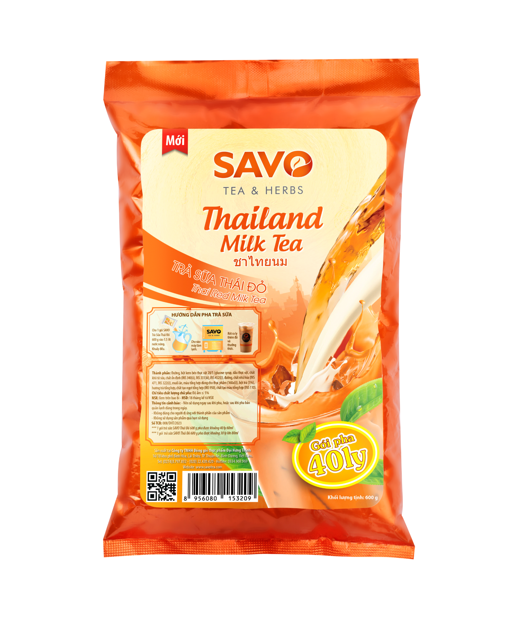  SAVO Trà sữa Thái Đỏ (Túi 600g) 