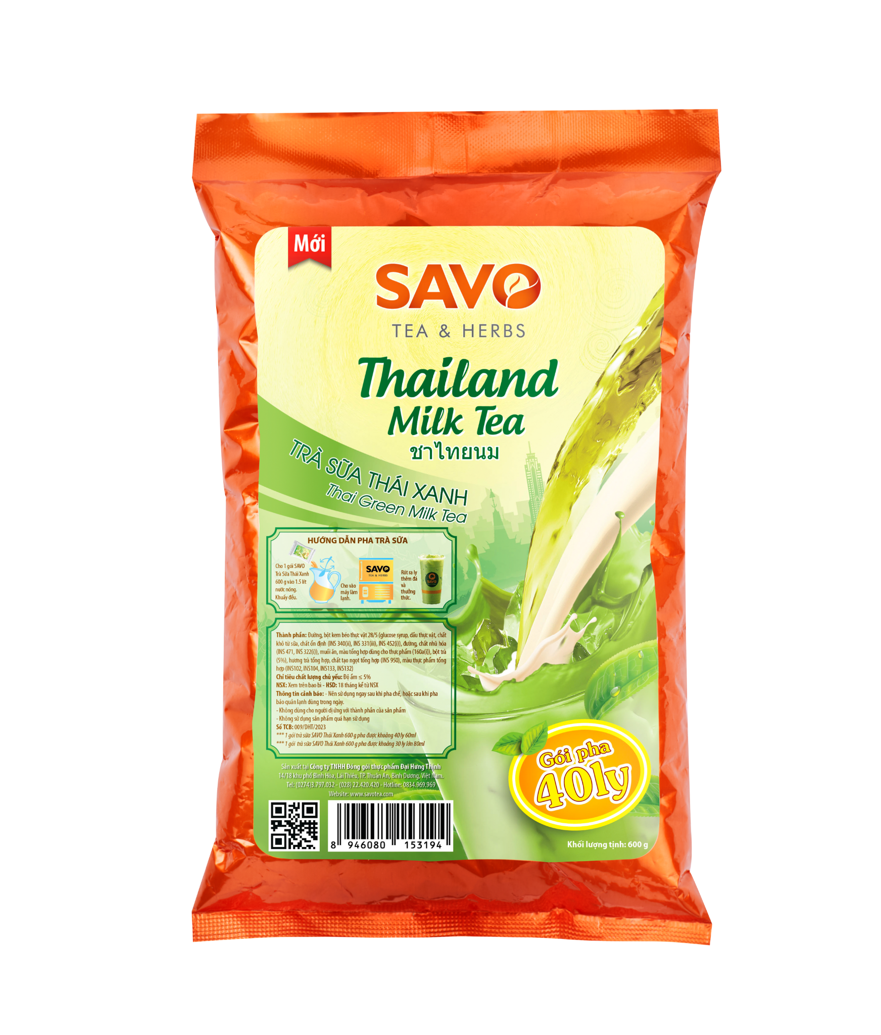  Trà Sữa Thái Xanh SAVO (Túi 600 g) 