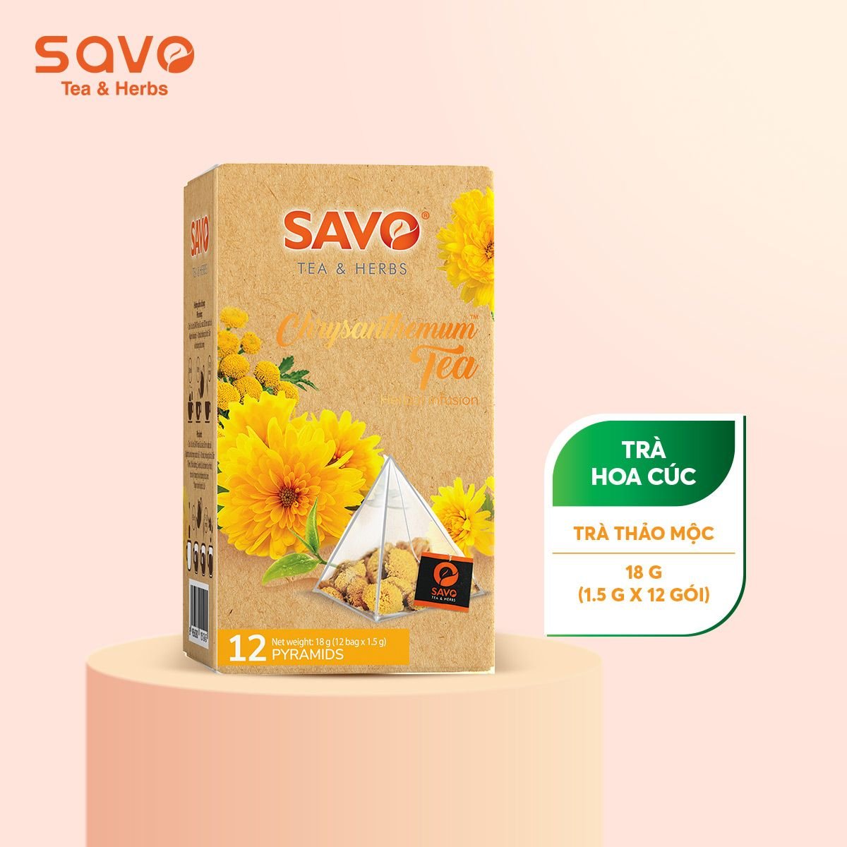  Trà SAVO Hoa Cúc - Túi Kim Tự Tháp (Hộp 12) 