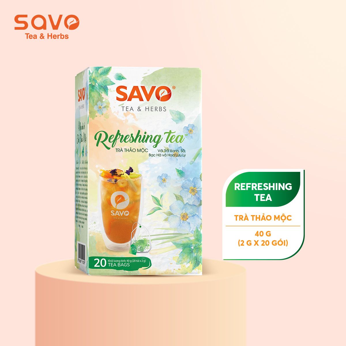  Trà Thảo Mộc Túi Lọc Kép SAVO Refreshing (Hộp 20 Gói) 