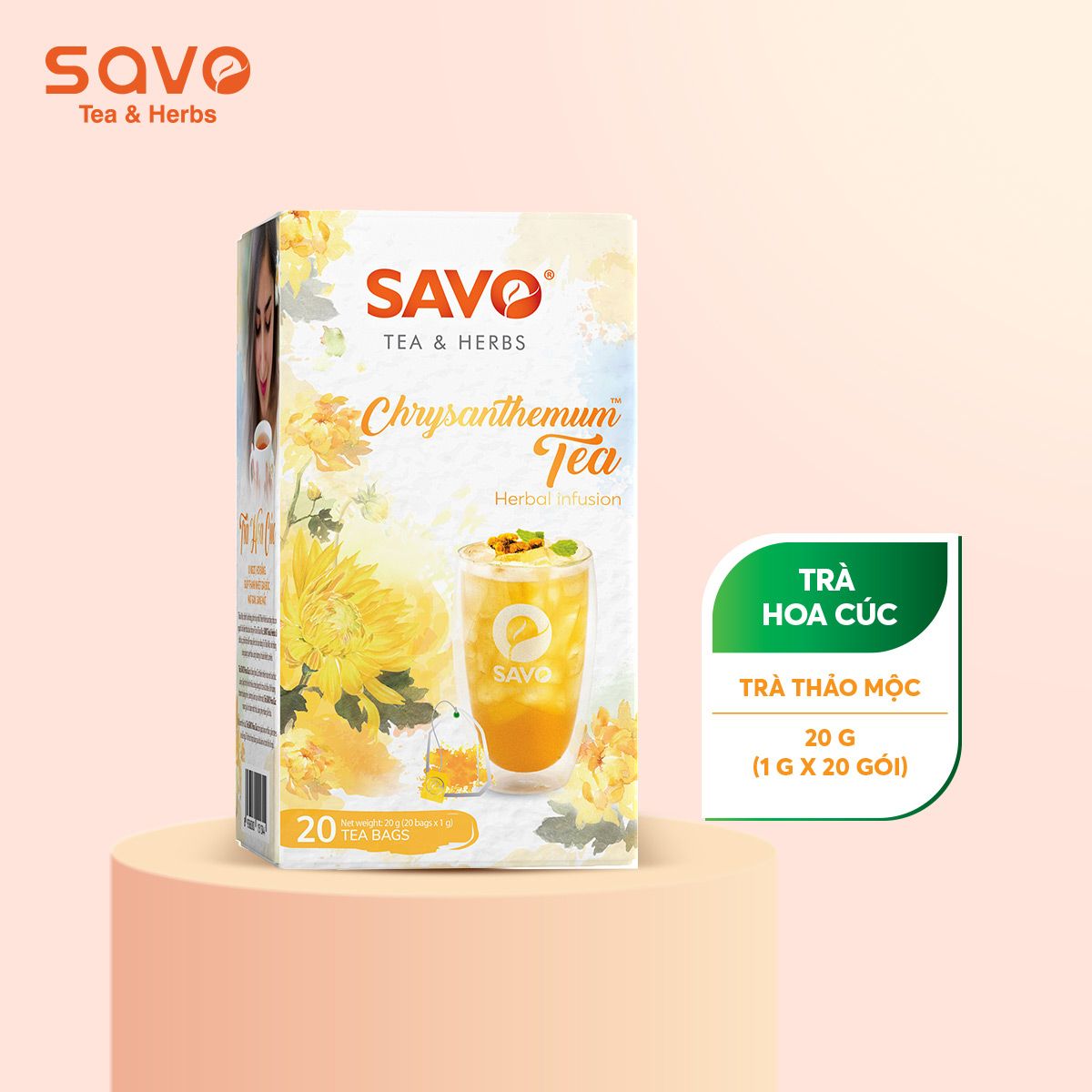  Trà Thảo Mộc Túi Lọc Kép SAVO Hoa Cúc (Hộp 20 Gói) 