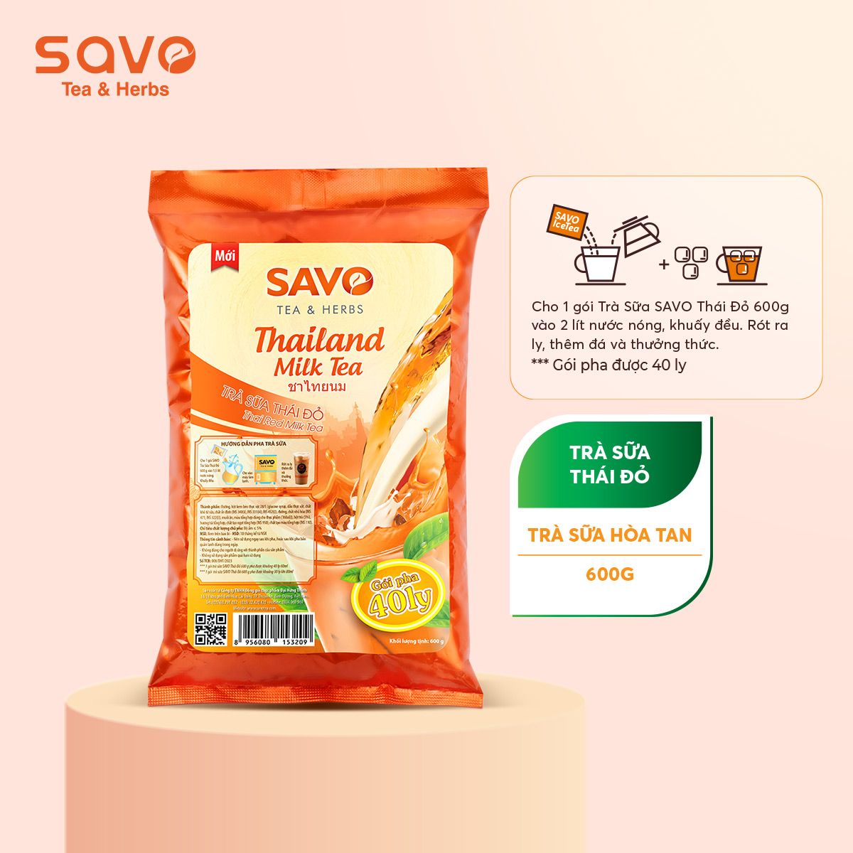  SAVO Trà sữa Thái Đỏ (Túi 600g) 