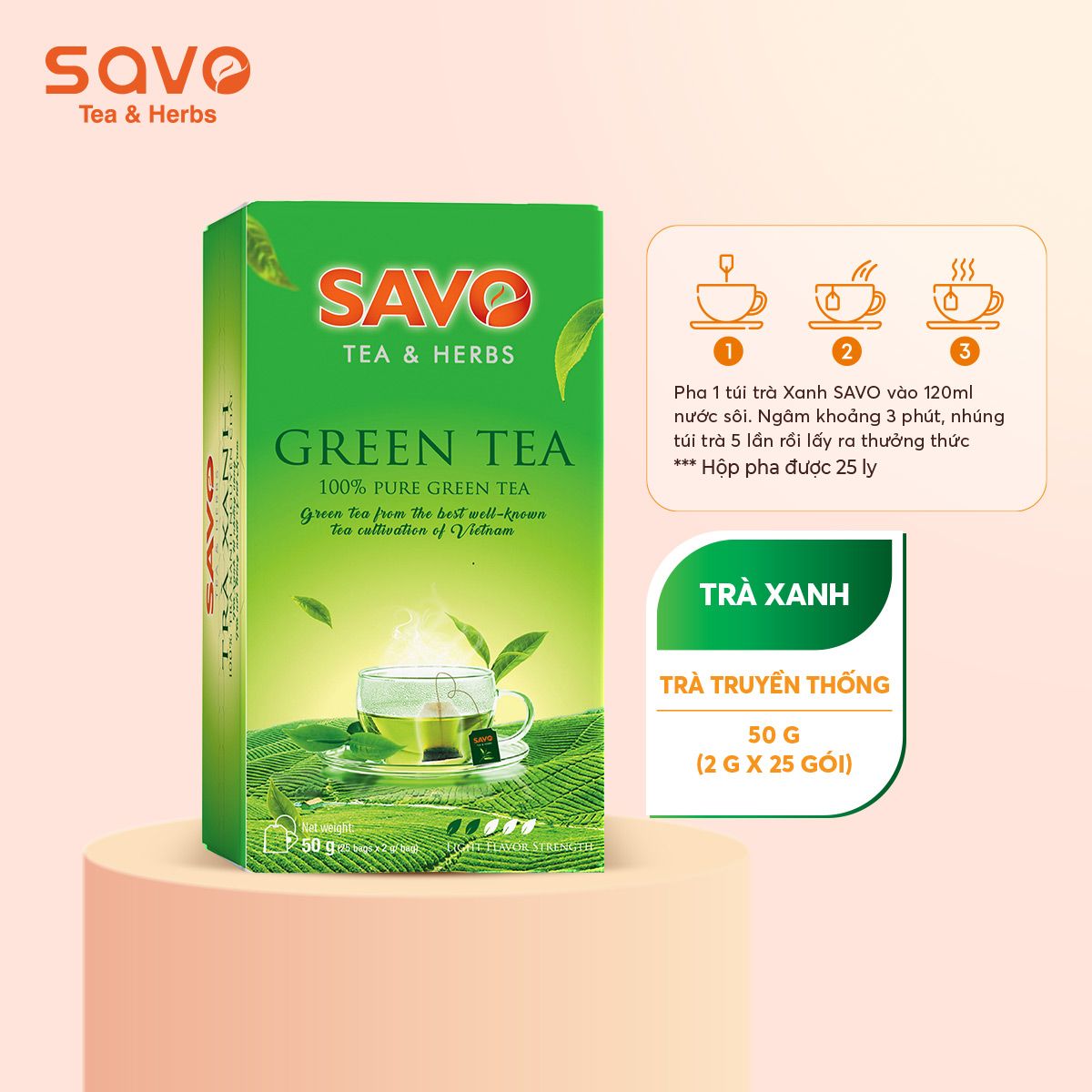  SAVO Trà Xanh (Hộp 25) 
