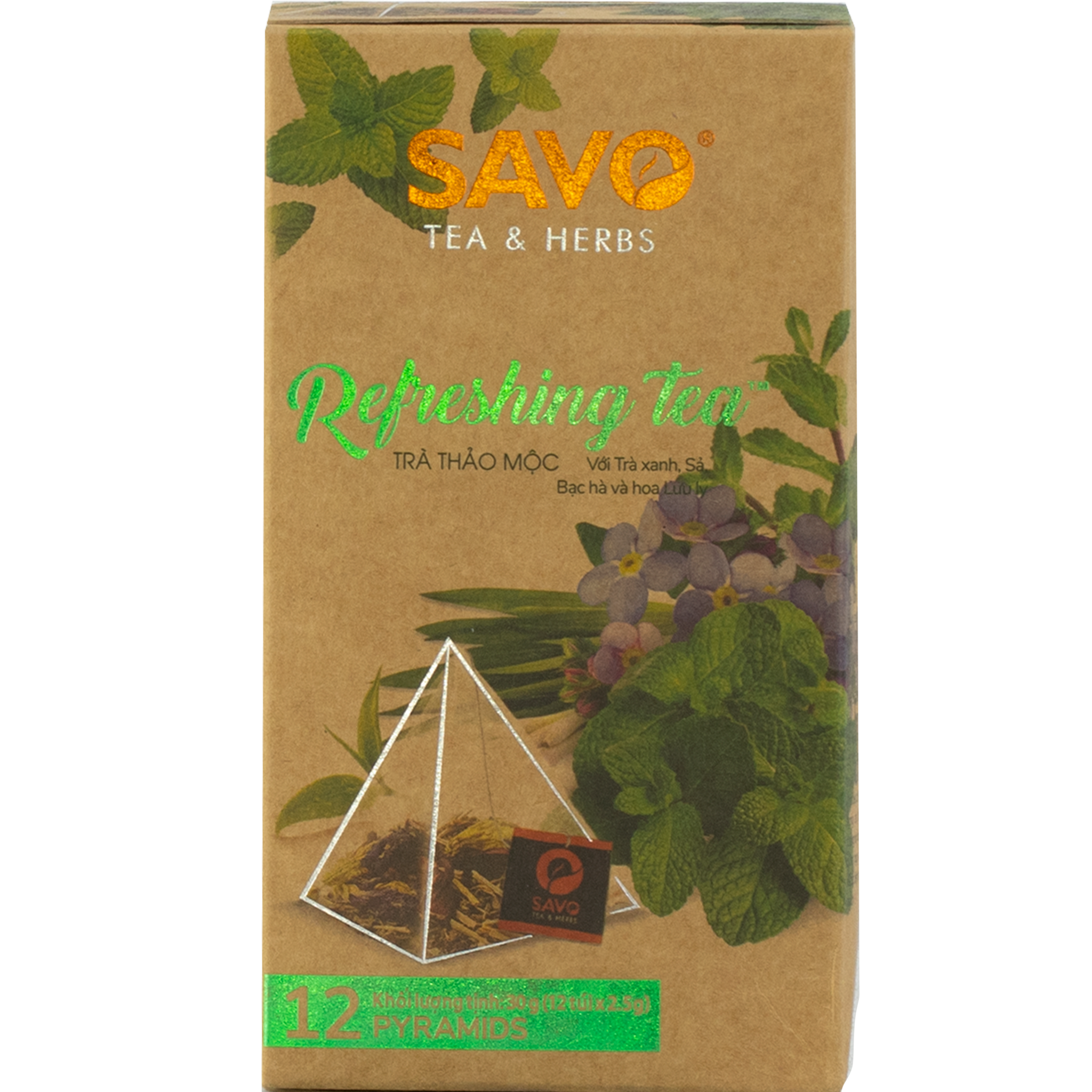  Trà SAVO Refreshing - Túi Kim Tự Tháp (Hộp 12) 