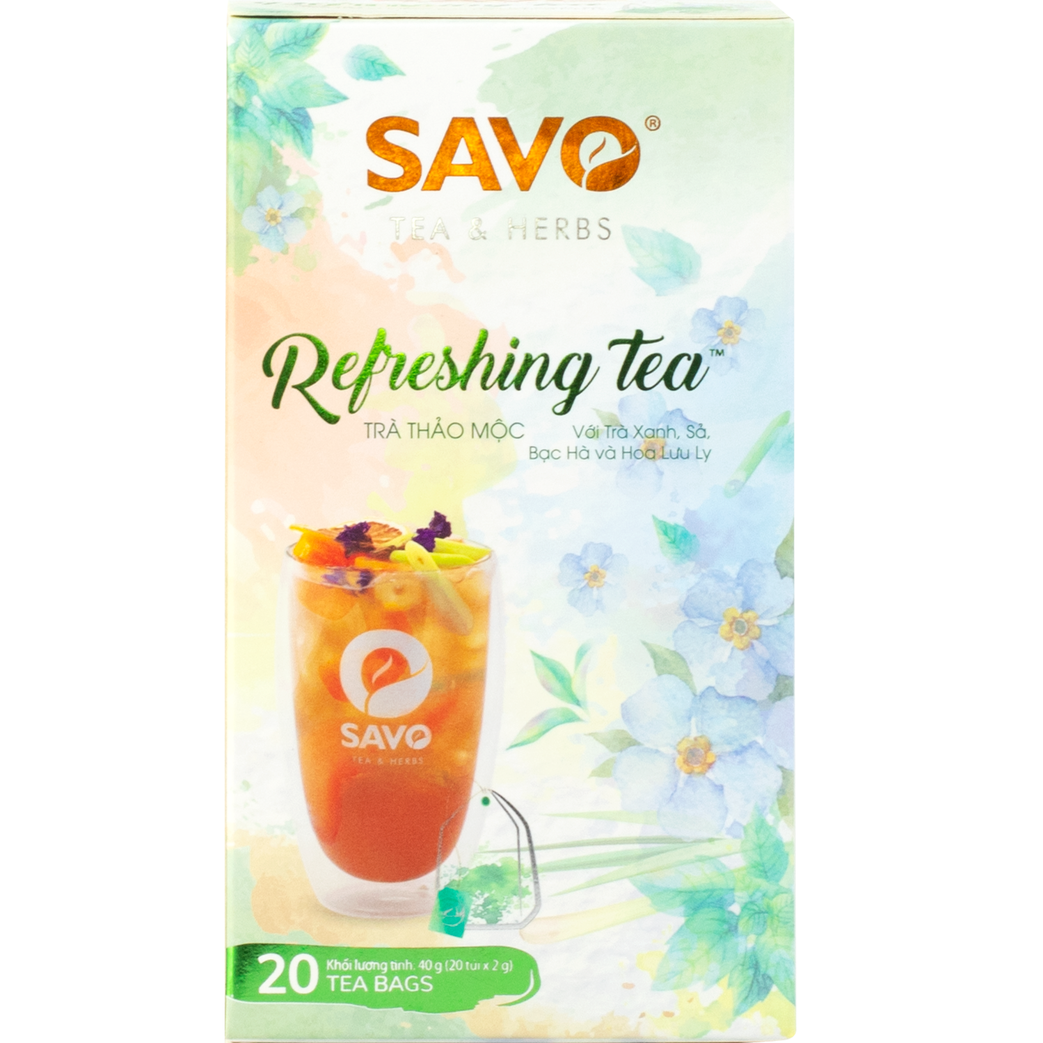  Trà Thảo Mộc Túi Lọc Kép SAVO Refreshing (Hộp 20 Gói) 