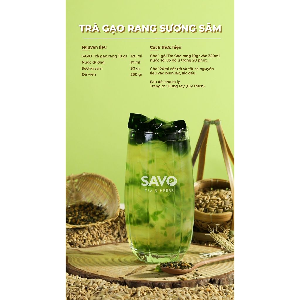  SAVO Trà Gạo Rang (30 Túi Lọc x 10G) 