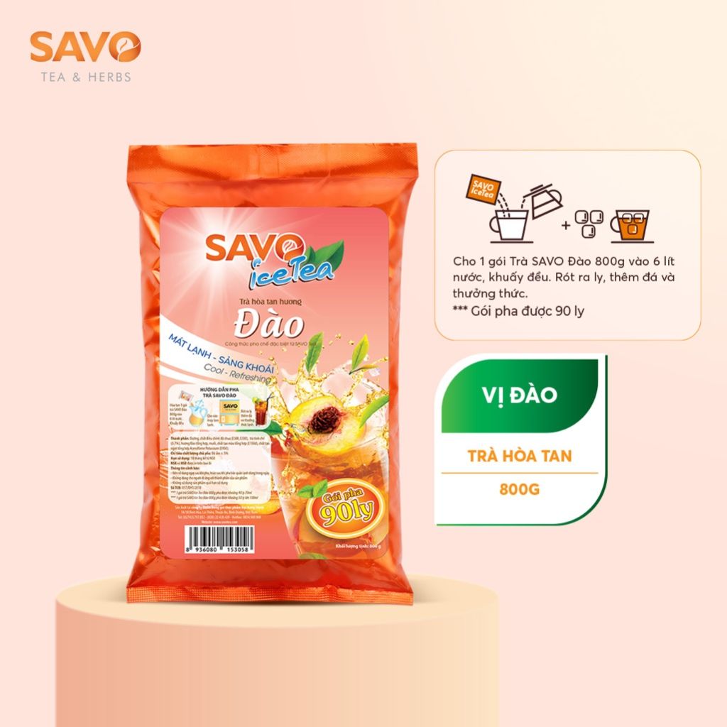  Trà Iced Tea Đào SAVO (Túi 800 g) 