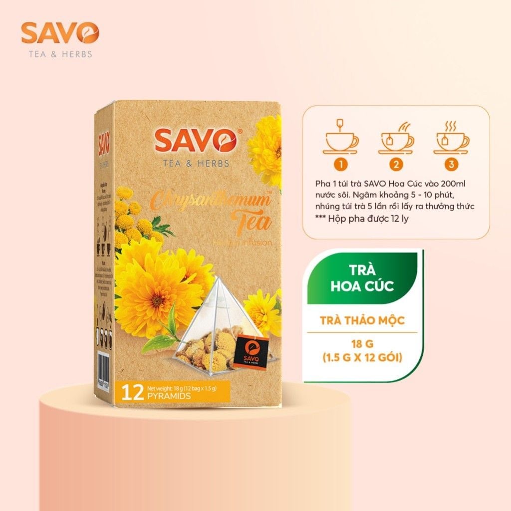  Trà SAVO Hoa Cúc - Túi Kim Tự Tháp (Hộp 12) 
