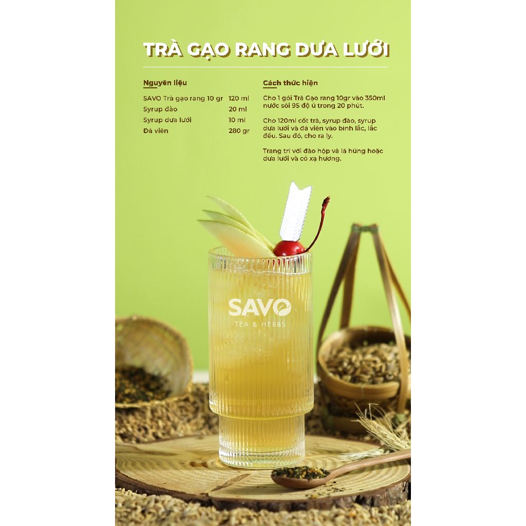  SAVO Trà Gạo Rang (30 Túi Lọc x 10G) 