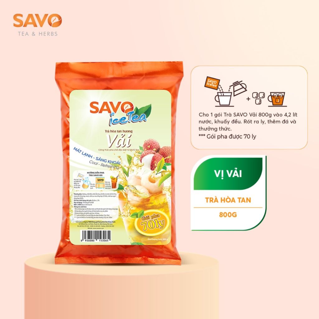  Trà Iced Tea Vải SAVO (Túi 800 g) 