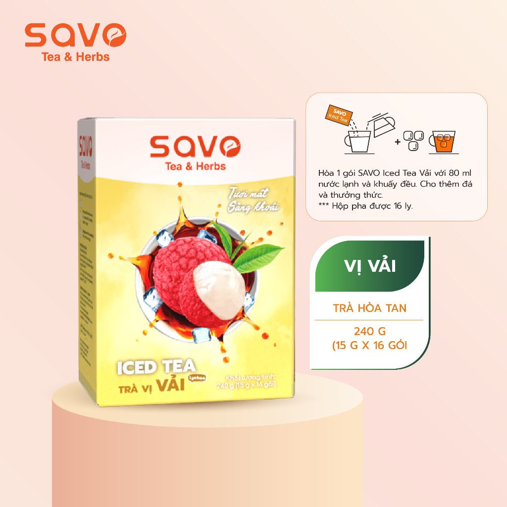  SAVO Iced Tea Vải (Hộp 16) 