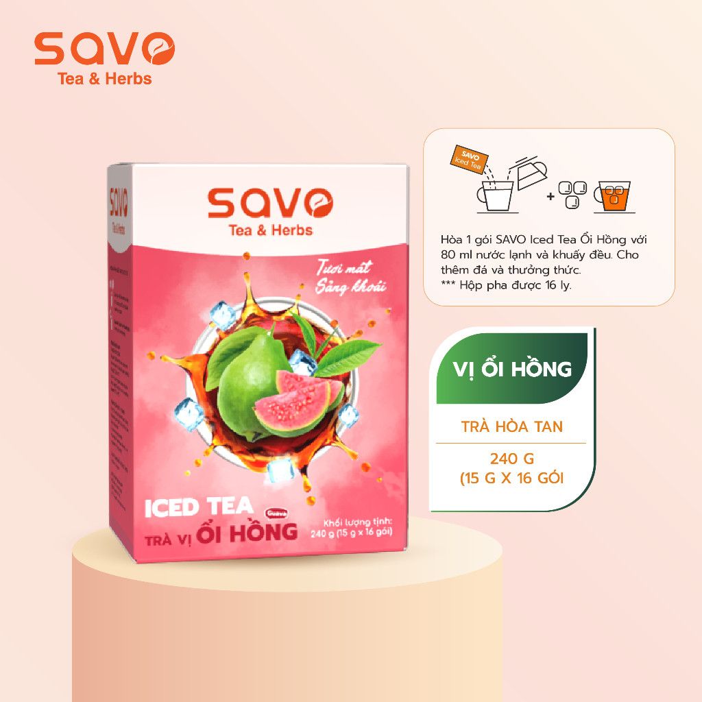  SAVO Iced Tea Ổi Hồng (Hộp 16) 