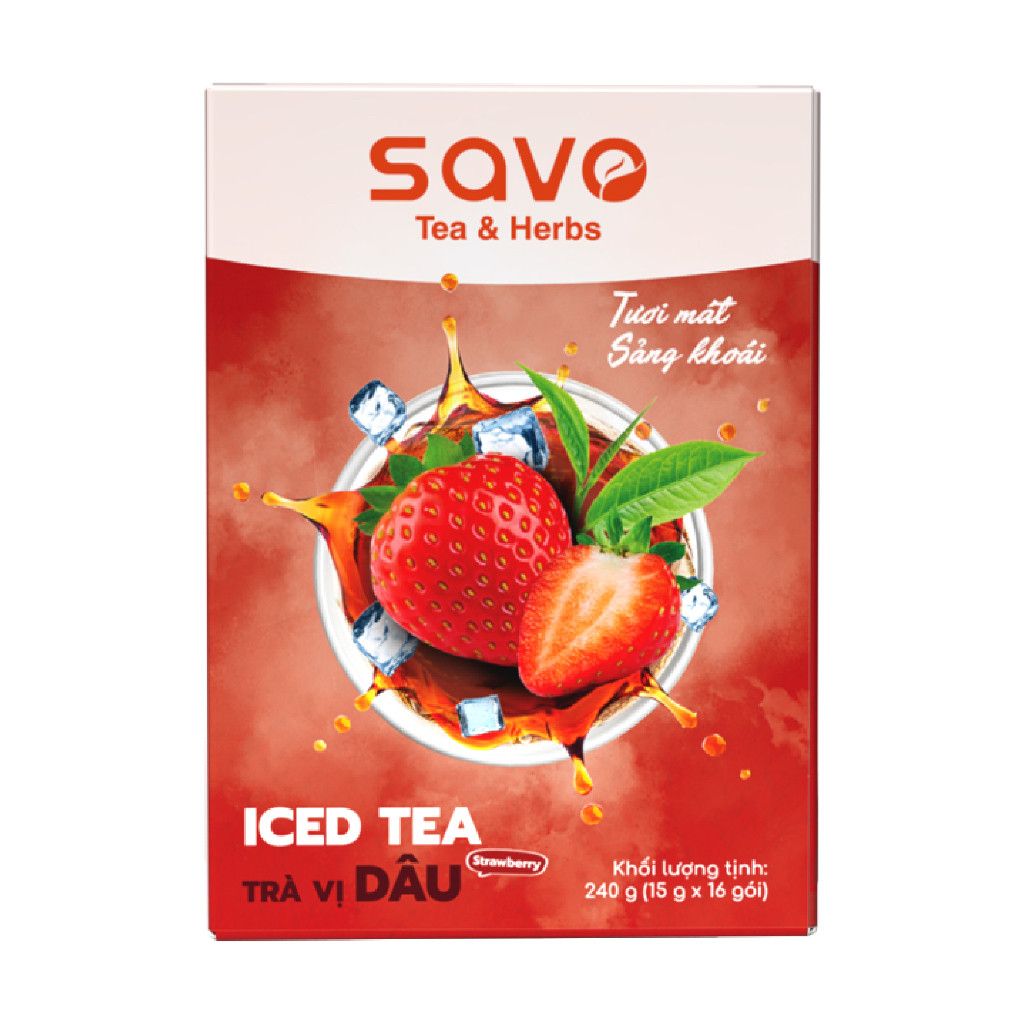  SAVO Iced Tea Dâu (Hộp 16) 