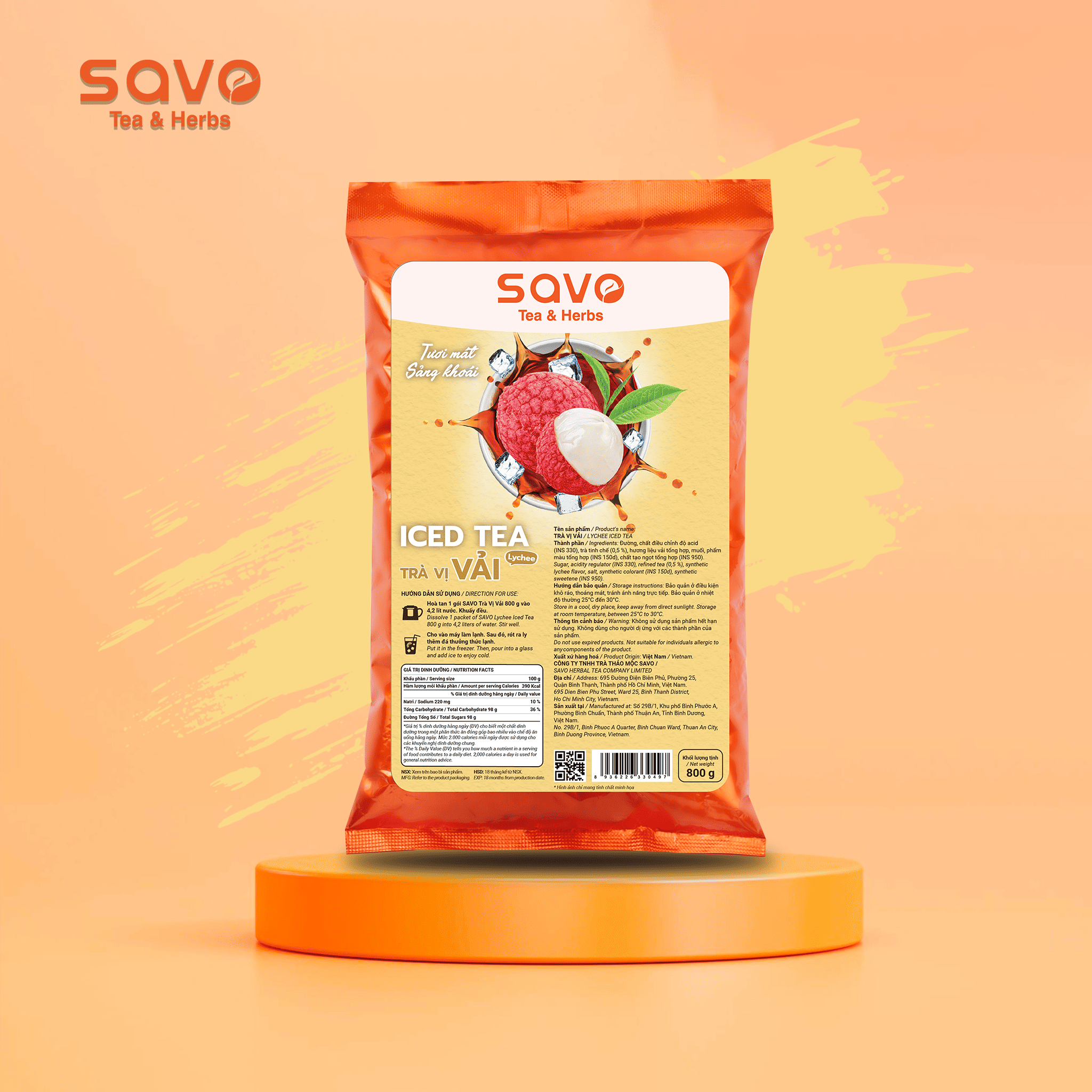  SAVO Iced Tea Vải ( Túi 800g) 