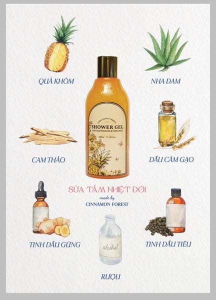  Sữa Tắm Nhiệt Đới - Cinnamon Forest - Lưu Hương Lâu , Dưỡng Da , Sạch Sâu , Giữ Ẩm 