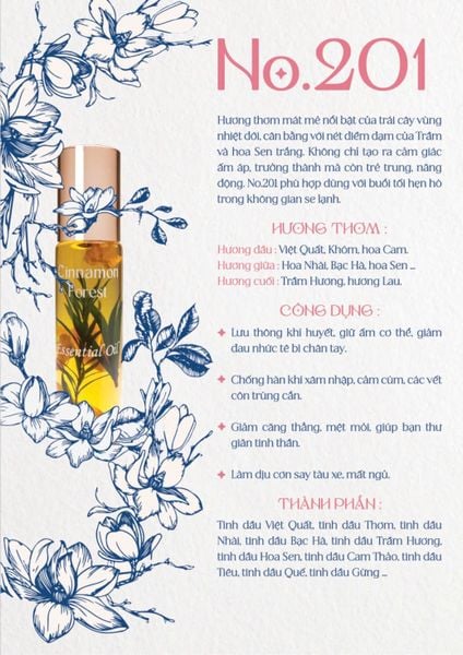  Hoa Nhài - Cinnamon Forest - Tinh dầu thơm 201 - Dầu hoa giữ ấm 201 - 201 