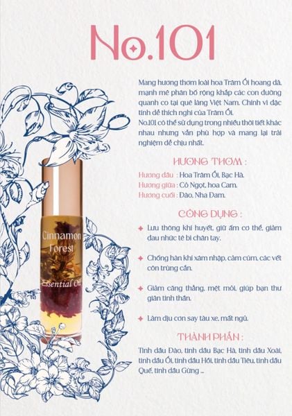  Hoa Trâm Ổi - Cinnamon Forest - Tinh dầu thơm 101 - Dầu hoa giữ ấm 101 - 101 