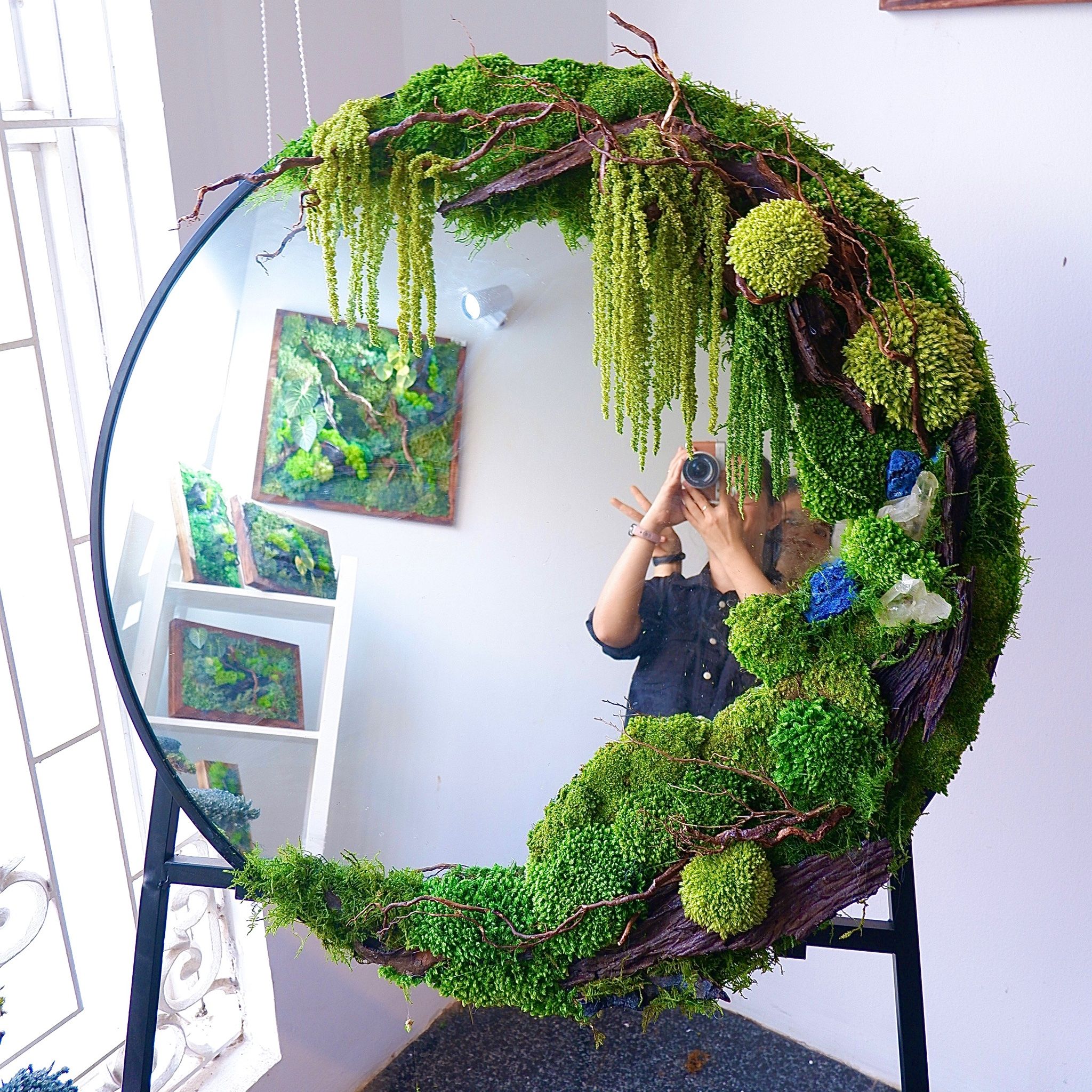  Gương trang trí rêu Moss Mirror 
