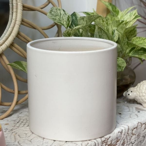  Chậu cây BT trụ  men trắng 