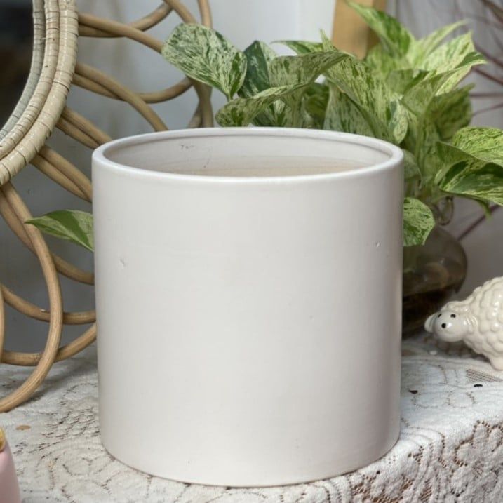  Chậu cây BT trụ  men trắng 