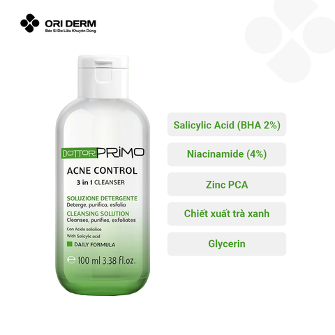  Gel Rửa Mặt Giảm Mụn Dottor Primo Acne Control Cleanser 100ml 