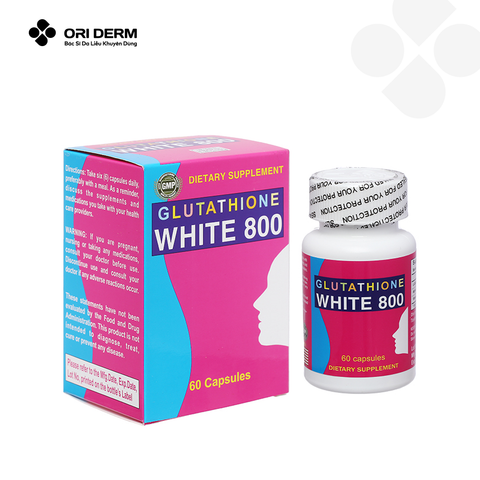  Viên uống trắng da mờ thâm Glutathione White 800 hộp 60 viên 