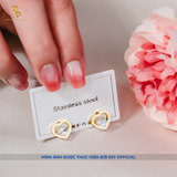  Bông tai Titan SST Official Mặt trái tim phối viên đá sang trọng Không Đen Gỉ BT194 