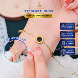  Lắc tay Titan SST Official mặt tròn đá đen khắc số la mã thanh lịch Không Đen Gỉ LT227 