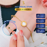 Lắc tay Titan SST Official mặt tròn đá đen khắc số la mã thanh lịch Không Đen Gỉ LT227 