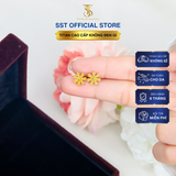  Bông tai nữ Titan SST mặt hoa cúc vàng có nhụy tráng gương Không Đen Gỉ BT127 