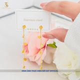  Bông tai Titan SST Kiểu tòn ten dài trái tim nữ tính đi tiệc sang trọng Không Đen Gỉ BT59 