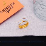  Nhẫn Titan SST Đính full đá sang trọng đi tiệc Không Đen Gỉ N223V 