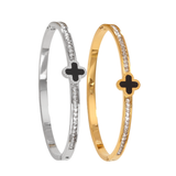  Vòng Tay Cỏ 4 lá đính đá nửa vòng Chất liệu Titan cao cấp Không đen gỉ VT72 