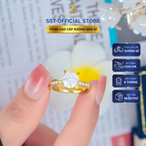  Nhẫn nữ Titan SST Official Store Kiểu đính đá hột lớn đi tiệc sang trọng Không Đen Gỉ N94V 