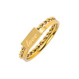  Nhẫn Titan SST kiểu phối tinh tế mặt khắc chữ Love Không Đen Gỉ N141 