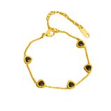  Lắc tay Kiểu trái tim phối đá màu đen& trắng Chất liệu Titan cao cấp Không đen gỉ LT230 