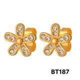  Bông tai nữ Titan SST Official Store hoa 5 cánh nhỏ đính đá thanh lịch Không Đen Gỉ BT187 