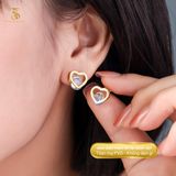  Bông tai Titan SST Official Mặt trái tim phối viên đá sang trọng Không Đen Gỉ BT194 