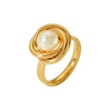  Nhẫn nữ Titan SST Kiểu xoắn đính ngọc trai lớn sang trọng đi tiệc Không Đen Gỉ N206 