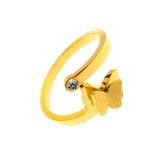  Nhẫn Titan SST Kiểu Hồ Điệp kim sa hở đính đá thanh lịch Không Đen Gỉ N39 