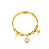  Vòng tay Charm Nữ Hình con voi & Chìa khóa Titan Không đen gỉ VT52 