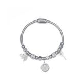  Vòng tay Charm Nữ Hình con voi & Chìa khóa Titan Không đen gỉ VT52 