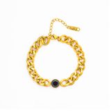  Lắc tay Dây xích phối mặt tròn đen nhỏ Titan cao cấp Không đen gỉ LT76 